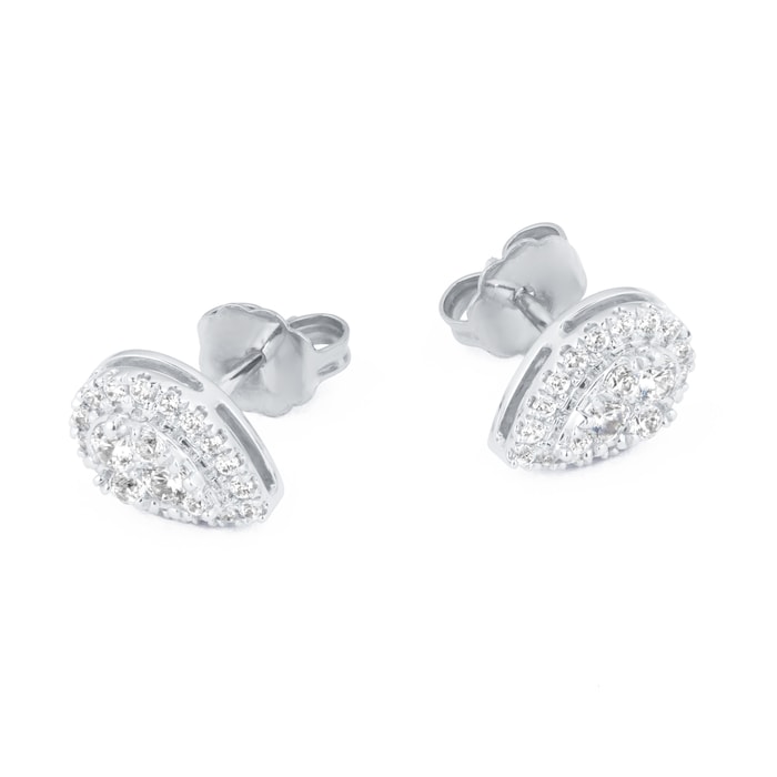 Goldsmiths 9ct White Gold 0.50ct Diamond Pear Cluster Stud Earrings