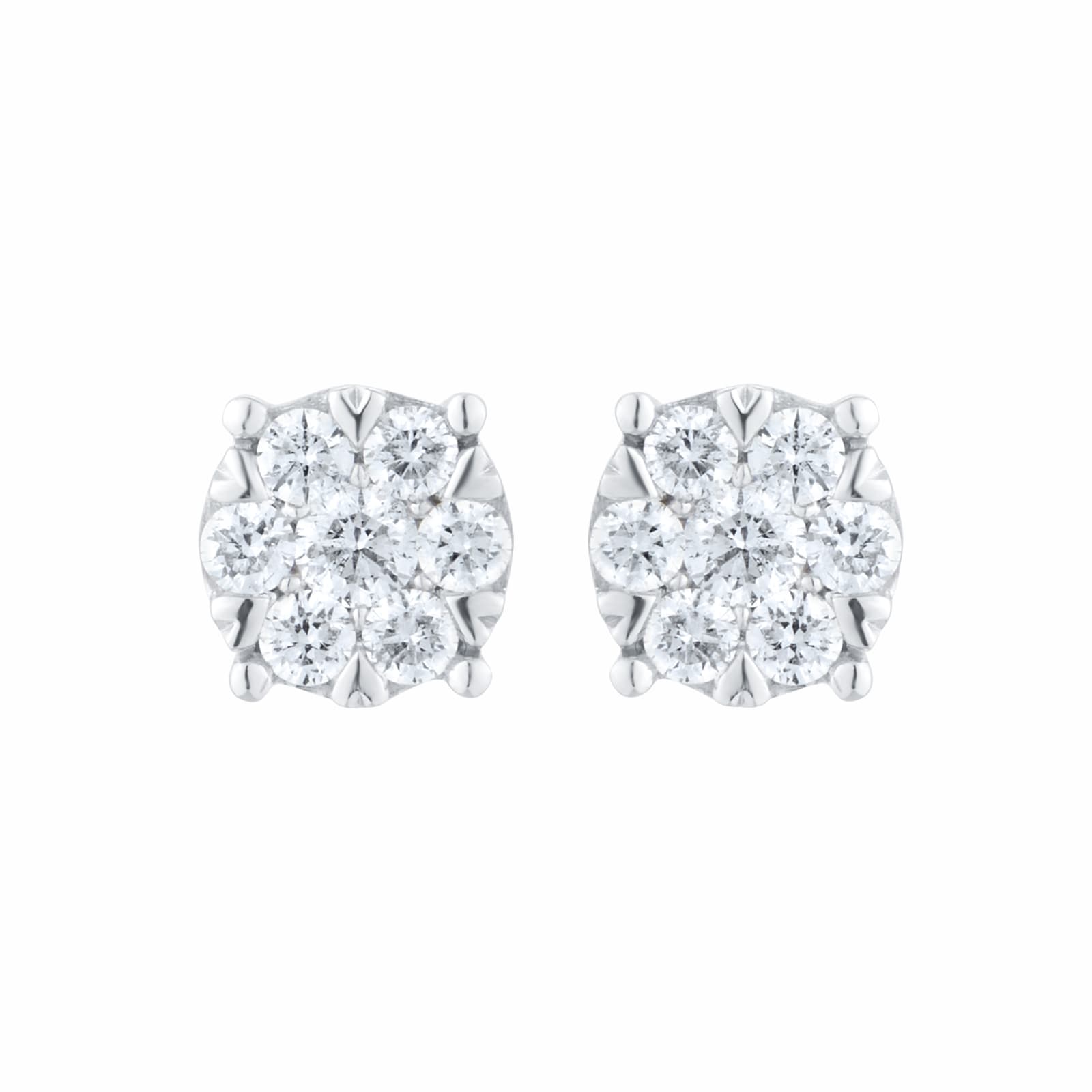 18ct White Gold 050ct Diamond Amore Cluster Stud Earrings