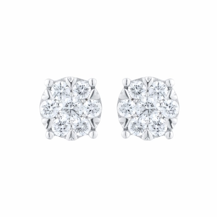 Goldsmiths 18ct White Gold 0.50ct Diamond Amore Cluster Stud Earrings