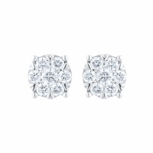 Goldsmiths 18ct White Gold 0.50ct Diamond Amore Cluster Stud Earrings