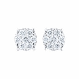 12153480 - 18ct White Gold 0.50ct Diamond Amore Cluster Stud Earrings