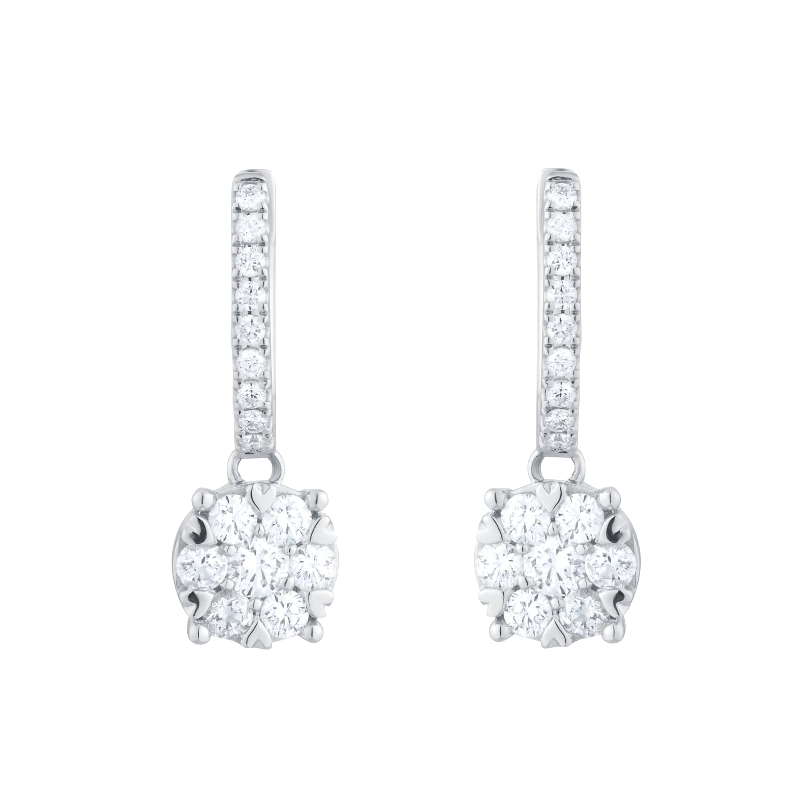 Click to view product details and reviews for 18ct White Gold 075ct Diamond Amore Cluster Hoop Earrings.