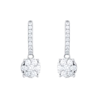 Goldsmiths 18ct White Gold 0.75ct Diamond Amore Cluster Hoop Earrings