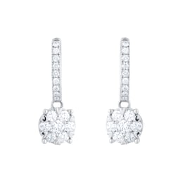12153482 - 18ct White Gold 0.75ct Diamond Amore Cluster Hoop Earrings