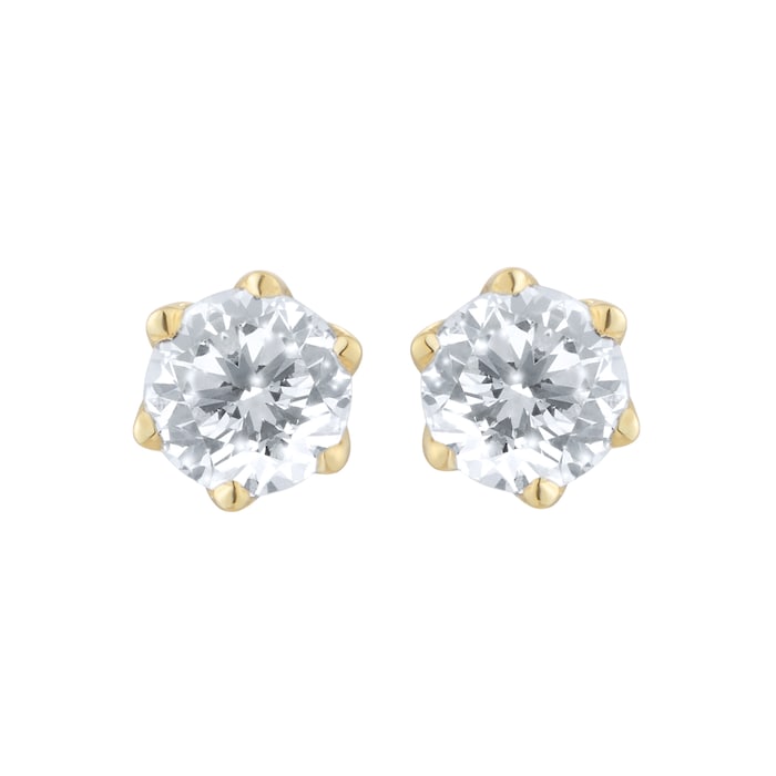 Goldsmiths 18ct Yellow Gold 0.60ct GIA Diamond Floral Stud Earrings