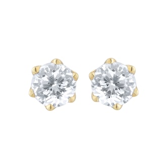 Goldsmiths 18ct Yellow Gold 0.60ct GIA Diamond Floral Stud Earrings