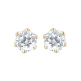 Goldsmiths 18ct Yellow Gold 0.60ct GIA Diamond Floral Stud Earrings