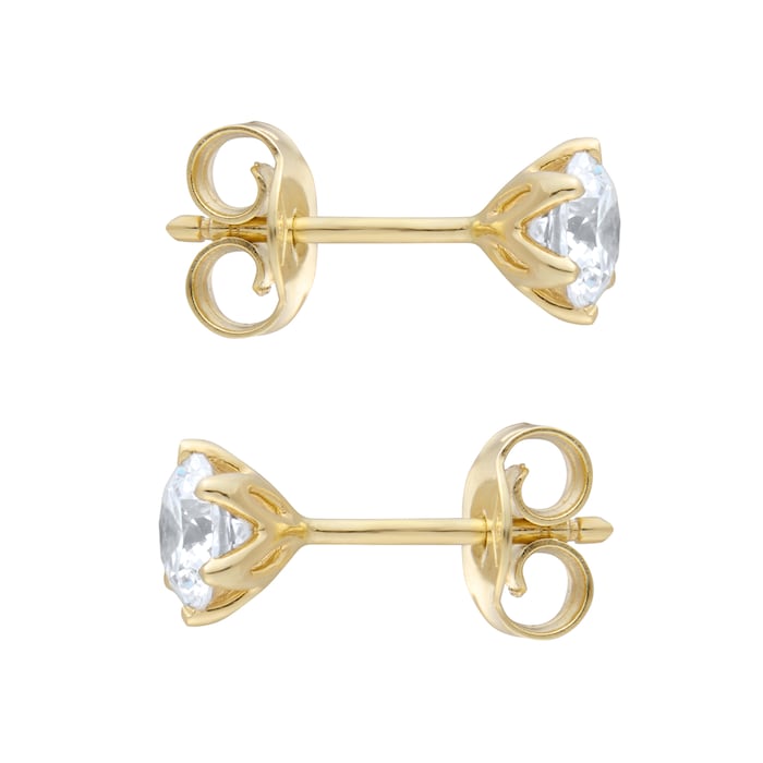 Goldsmiths 18ct Yellow Gold 0.60ct GIA Diamond Floral Stud Earrings