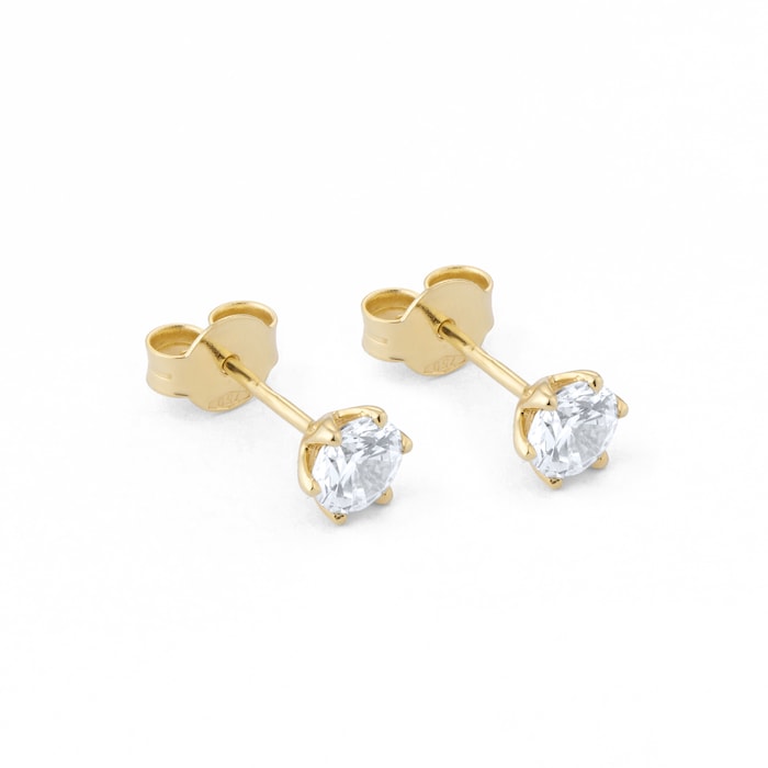 Goldsmiths 18ct Yellow Gold 0.60ct GIA Diamond Floral Stud Earrings