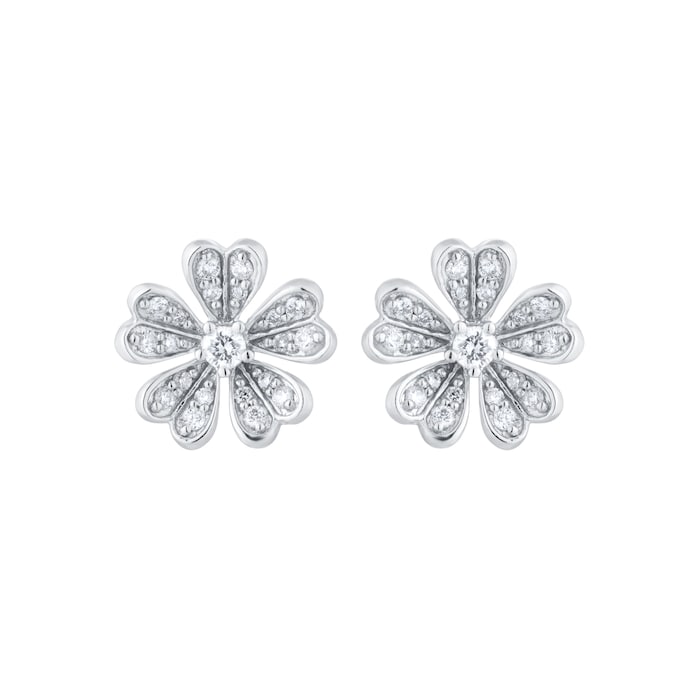 Goldsmiths 18ct White Gold 0.22ct Diamond Floral Stud Earrings