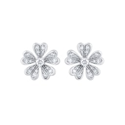 12153485 - 18ct White Gold 0.22ct Diamond Floral Stud Earrings