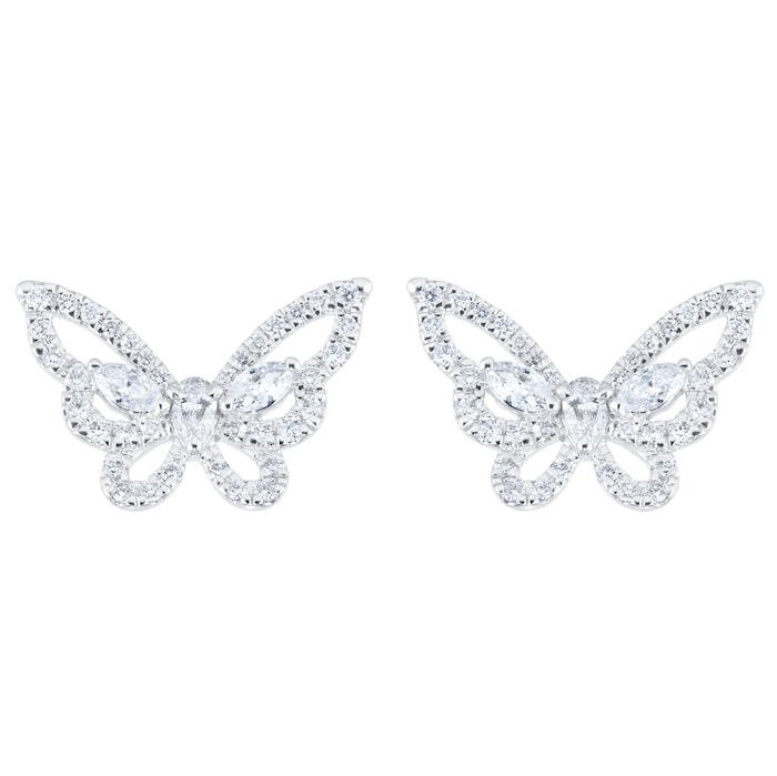 Mappin & Webb Limited Edition Riveret 18ct White Gold 0.60cttw Diamond Butterfly Stud Earrings