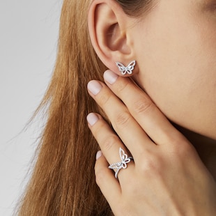 Mappin & Webb Limited Edition Riveret 18ct White Gold 0.60cttw Diamond Butterfly Stud Earrings