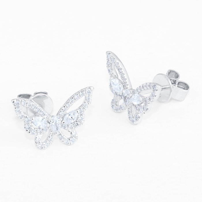 Mappin & Webb Limited Edition Riveret 18ct White Gold 0.60cttw Diamond Butterfly Stud Earrings