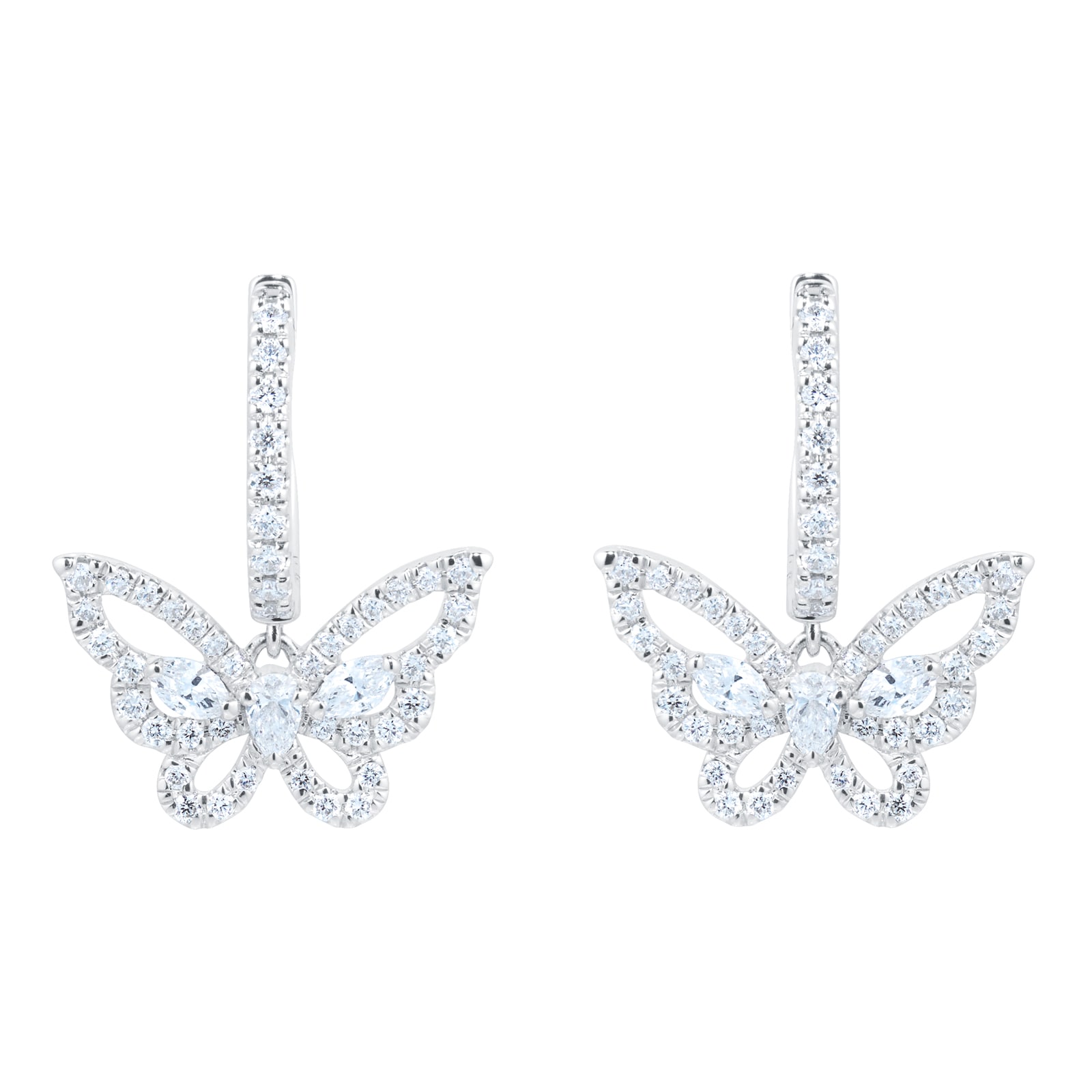 Mappin & Webb Limited Edition Riveret 18ct White Gold 0.74cttw Diamond Butterfly Hoop Earrings