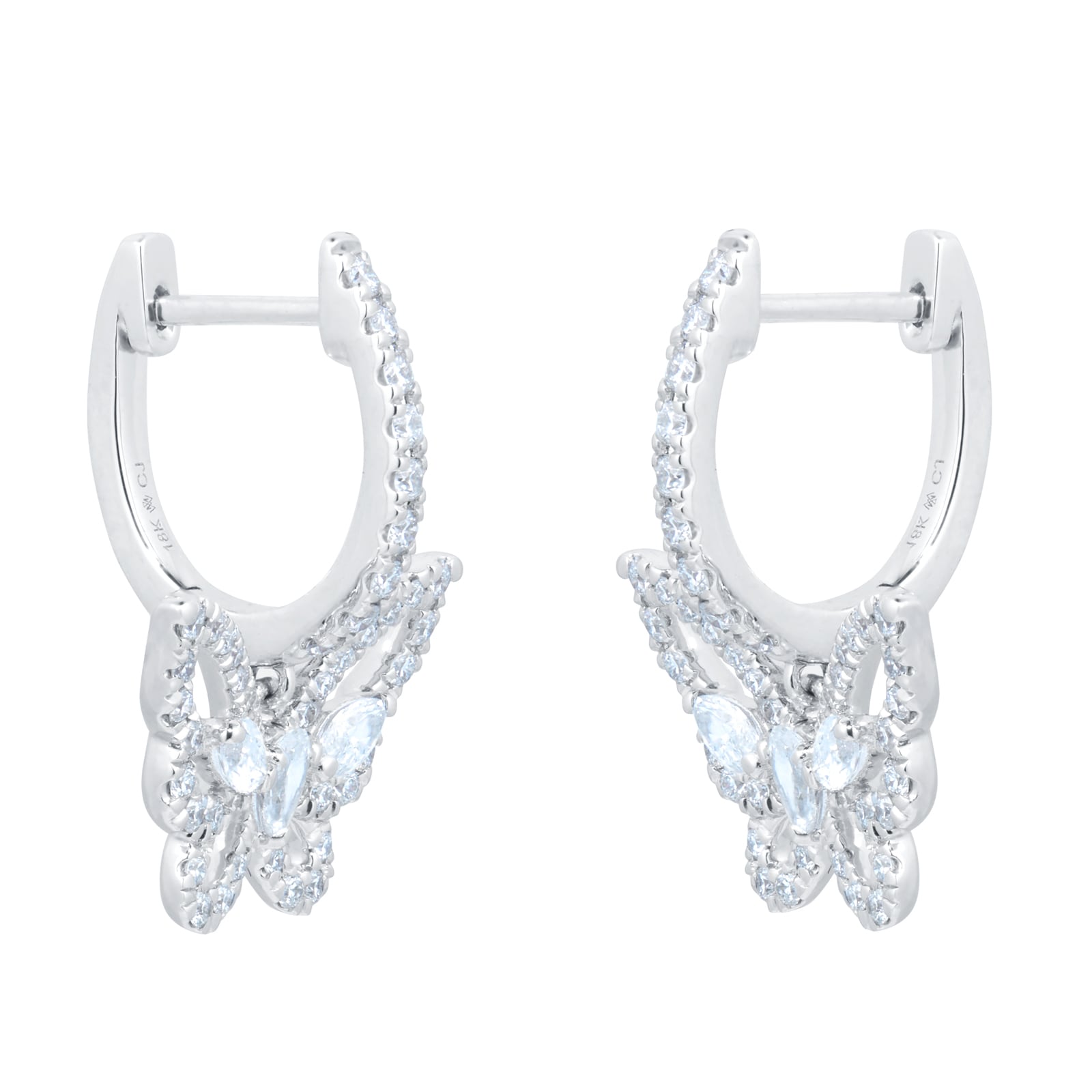 Mappin & Webb Limited Edition Riveret 18ct White Gold 0.74cttw Diamond Butterfly Hoop Earrings Mappin & Webb Limited Edition Riveret 18ct White Gold 0.74cttw Diamond Butterfly Hoop Earrings
