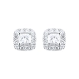 Goldsmiths 9ct White Gold 0.34ct Diamond Princess Cut Halo Stud Earrings