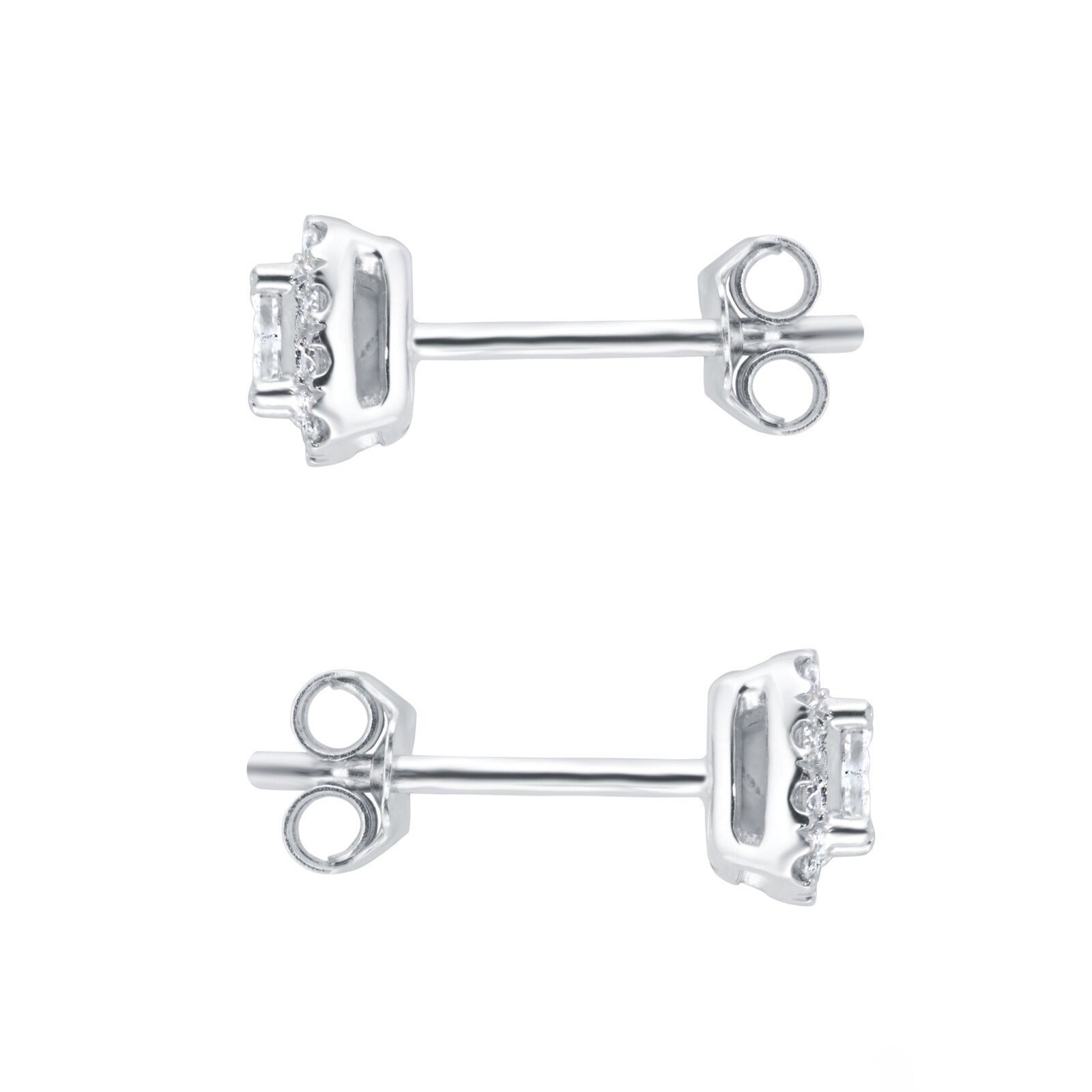 Goldsmiths 9ct White Gold 0.34ct Diamond Princess Cut Halo Stud Earrings Goldsmiths 9ct White Gold 0.34ct Diamond Princess Cut Halo Stud Earrings