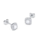 Goldsmiths 9ct White Gold 0.34ct Diamond Princess Cut Halo Stud Earrings