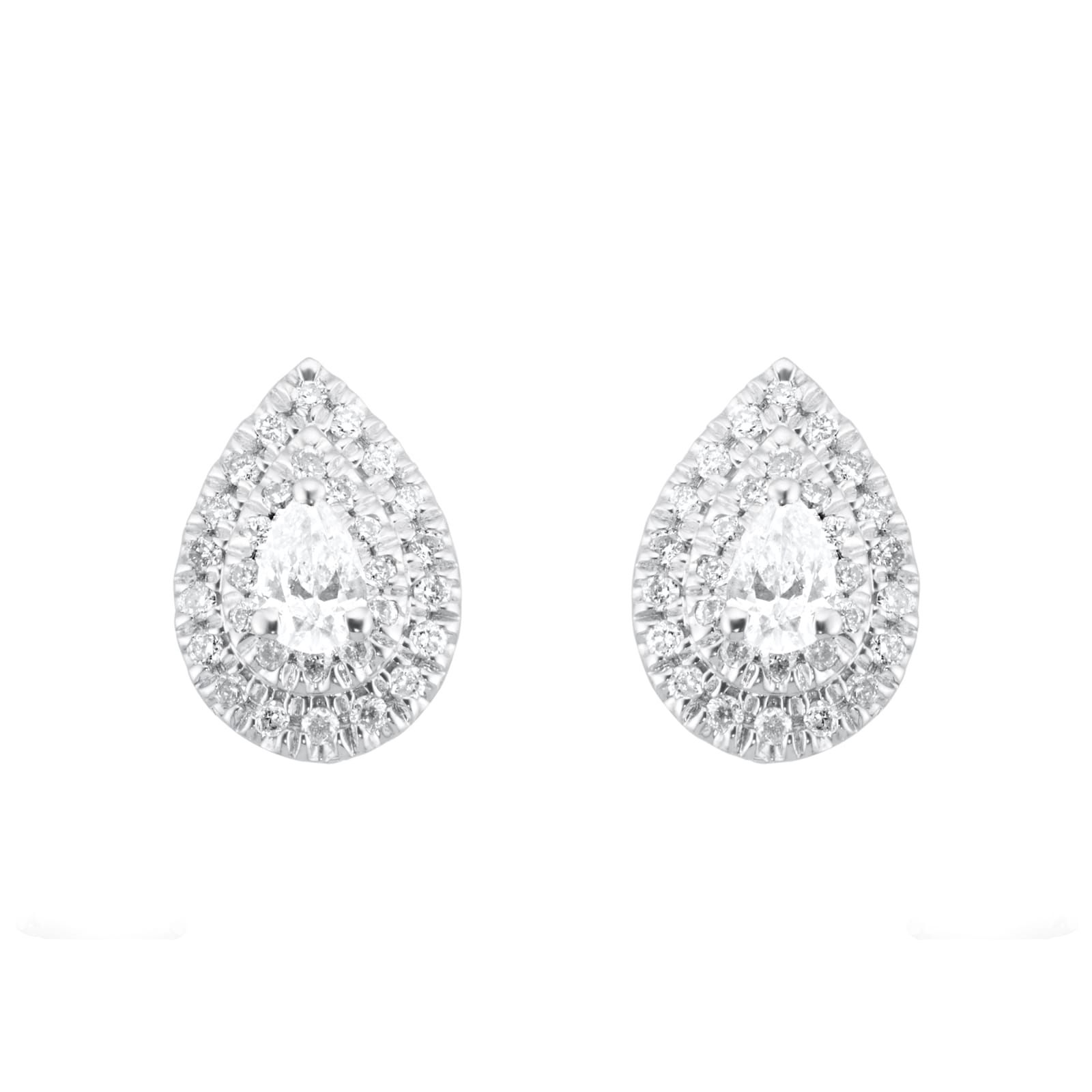 9ct White Gold 025ct Diamond Pear Cluster Stud Earrings