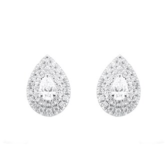 Goldsmiths 9ct White Gold 0.25ct Diamond Pear Cluster Stud Earrings Goldsmiths 9ct White Gold 0.25ct Diamond Pear Cluster Stud Earrings