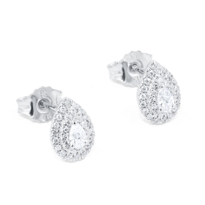 Goldsmiths 9ct White Gold 0.25ct Diamond Pear Cluster Stud Earrings