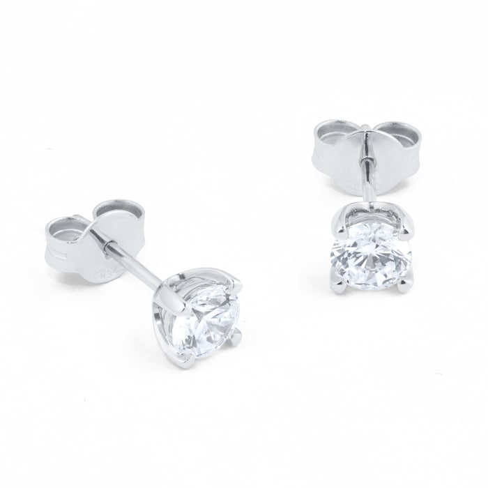 Mappin & Webb 18ct White Gold 1.00cttw Diamond Solitaire Stud Earrings