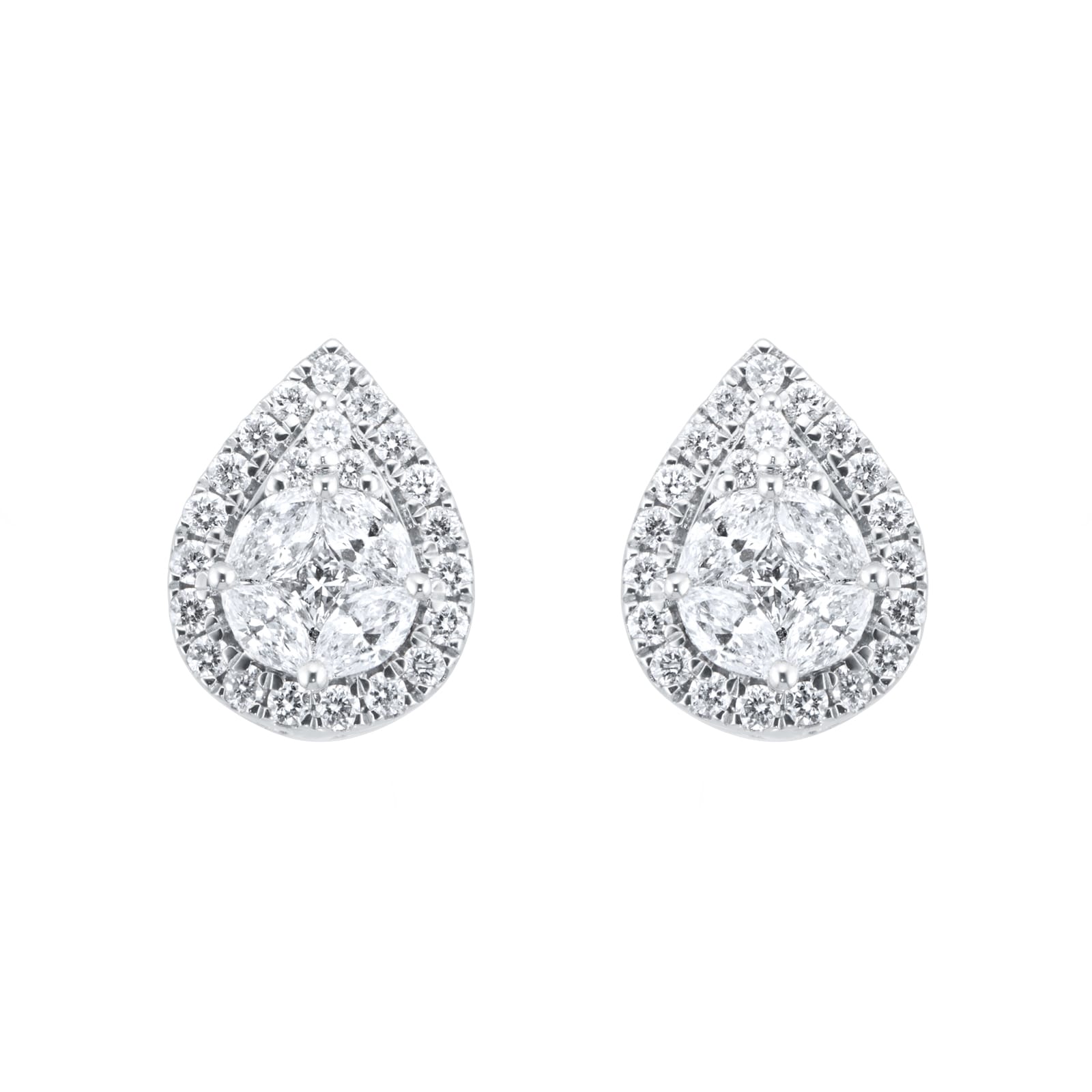 18ct White Gold 0.52cttw Pear Illusion Diamond Stud Earrings image