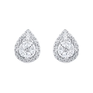 Mappin & Webb 18ct White Gold 0.52cttw Pear Illusion Diamond Stud Earrings
