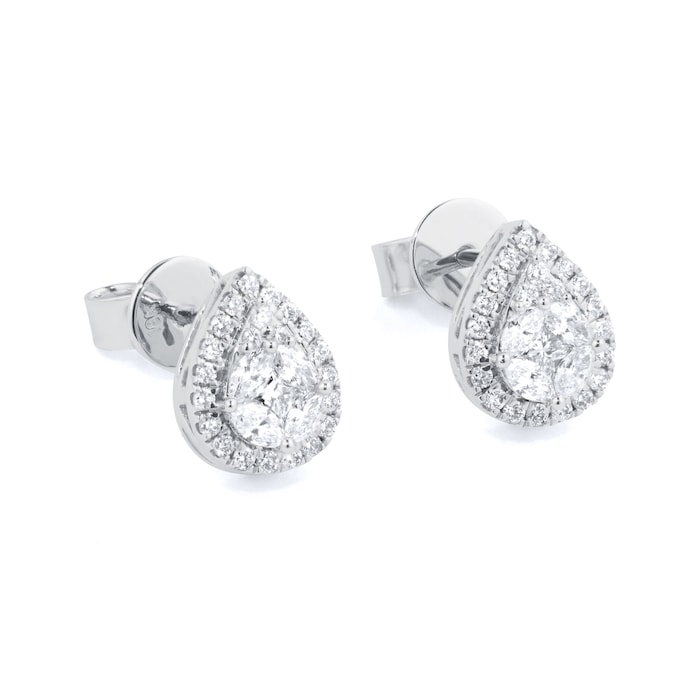 Mappin & Webb 18ct White Gold 0.52cttw Pear Illusion Diamond Stud Earrings