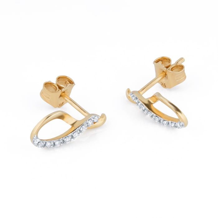 Goldsmiths 9ct Yellow Gold 0.06cttw Diamond Figure 8 Stud Earrings