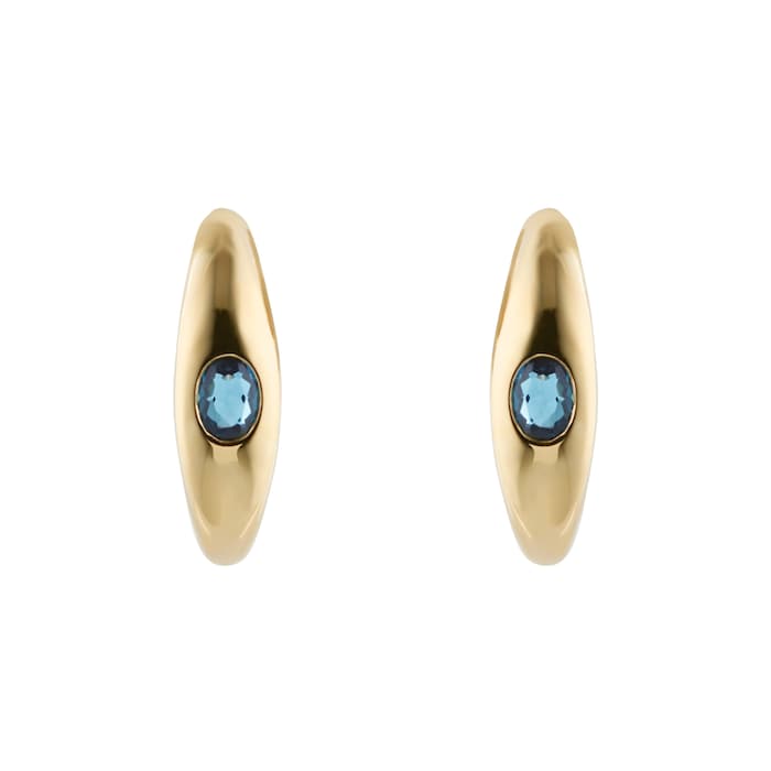 Goldsmiths 9ct Yellow Gold Blue Topaz Oval Stud Earrings