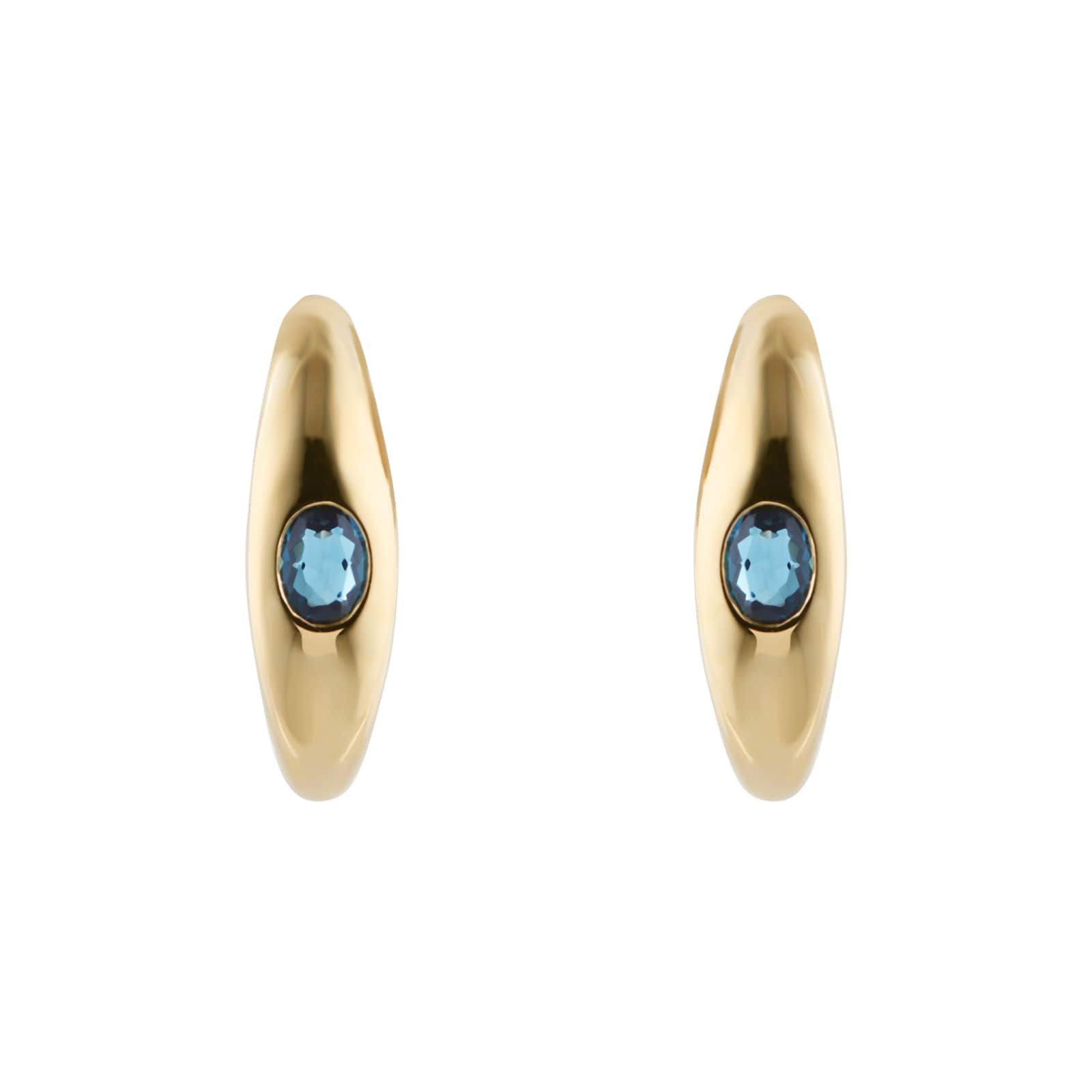 Goldsmiths 9ct Yellow Gold Blue Topaz Oval Stud Earrings