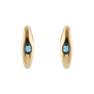 Goldsmiths 9ct Yellow Gold Blue Topaz Oval Stud Earrings