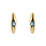 Goldsmiths 9ct Yellow Gold Blue Topaz Oval Stud Earrings