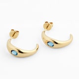 Goldsmiths 9ct Yellow Gold Blue Topaz Oval Stud Earrings