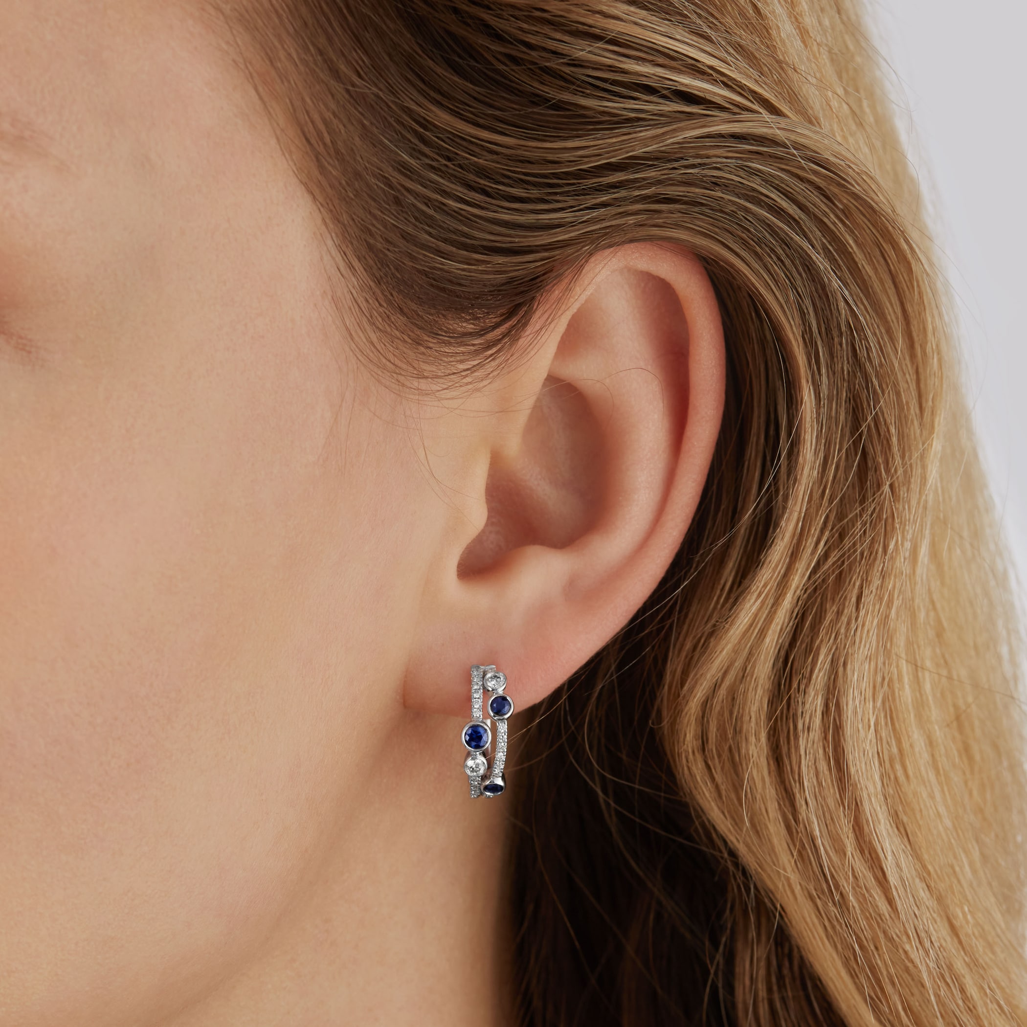 Mappin & Webb Gossamer 18ct White Gold 0.70cttw Sapphire & 0.40cttw Diamond Earrings Mappin & Webb Gossamer 18ct White Gold 0.70cttw Sapphire & 0.40cttw Diamond Earrings