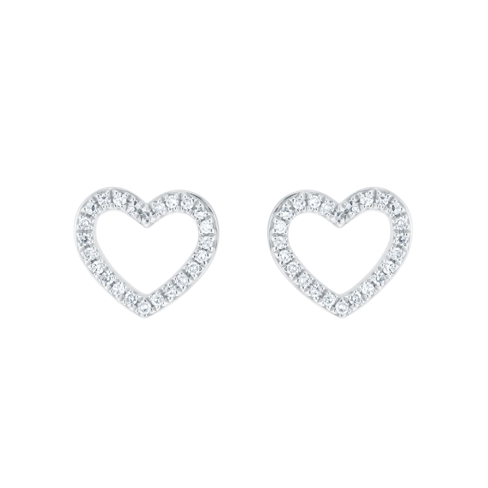 Goldsmiths 9ct White Gold 0.13cttw Diamond Heart Stud Earrings Goldsmiths 9ct White Gold 0.13cttw Diamond Heart Stud Earrings