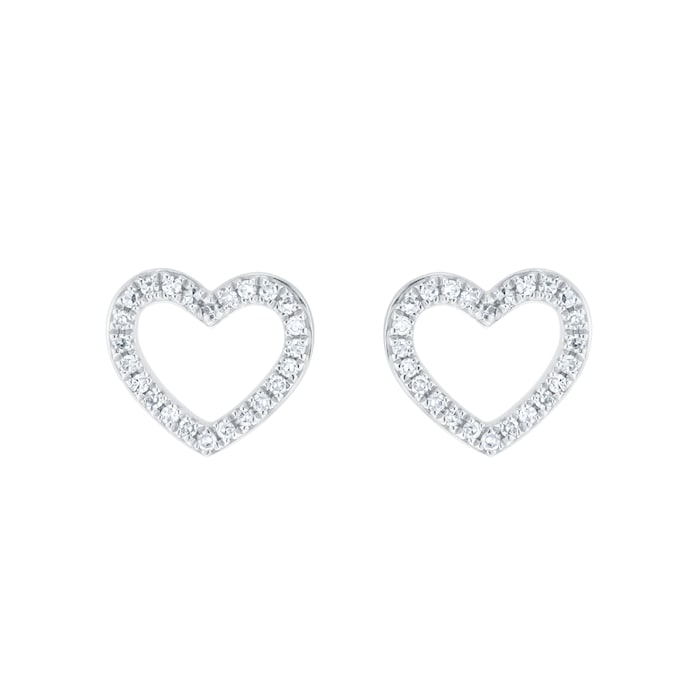 Goldsmiths 9ct White Gold 0.13cttw Diamond Heart Stud Earrings