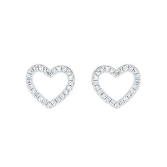 9ct White Gold 0.13cttw Diamond Heart Stud Earrings 
