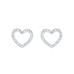 12153517 - 9ct White Gold 0.13cttw Diamond Heart Stud Earrings
