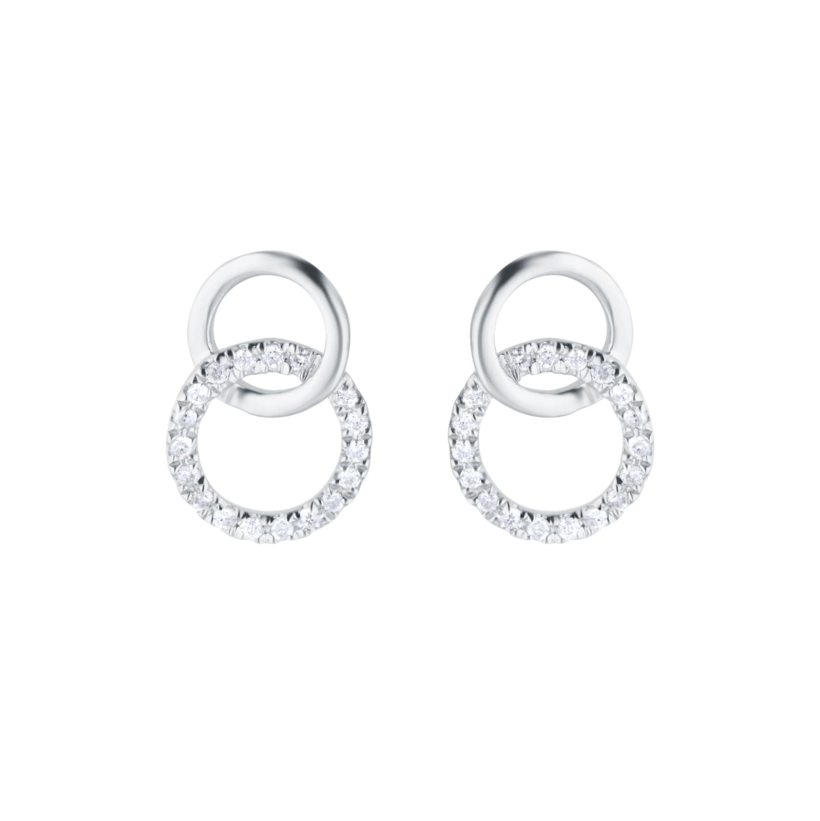 9ct White Gold 0.15cttw Diamond Circle Stud Earrings