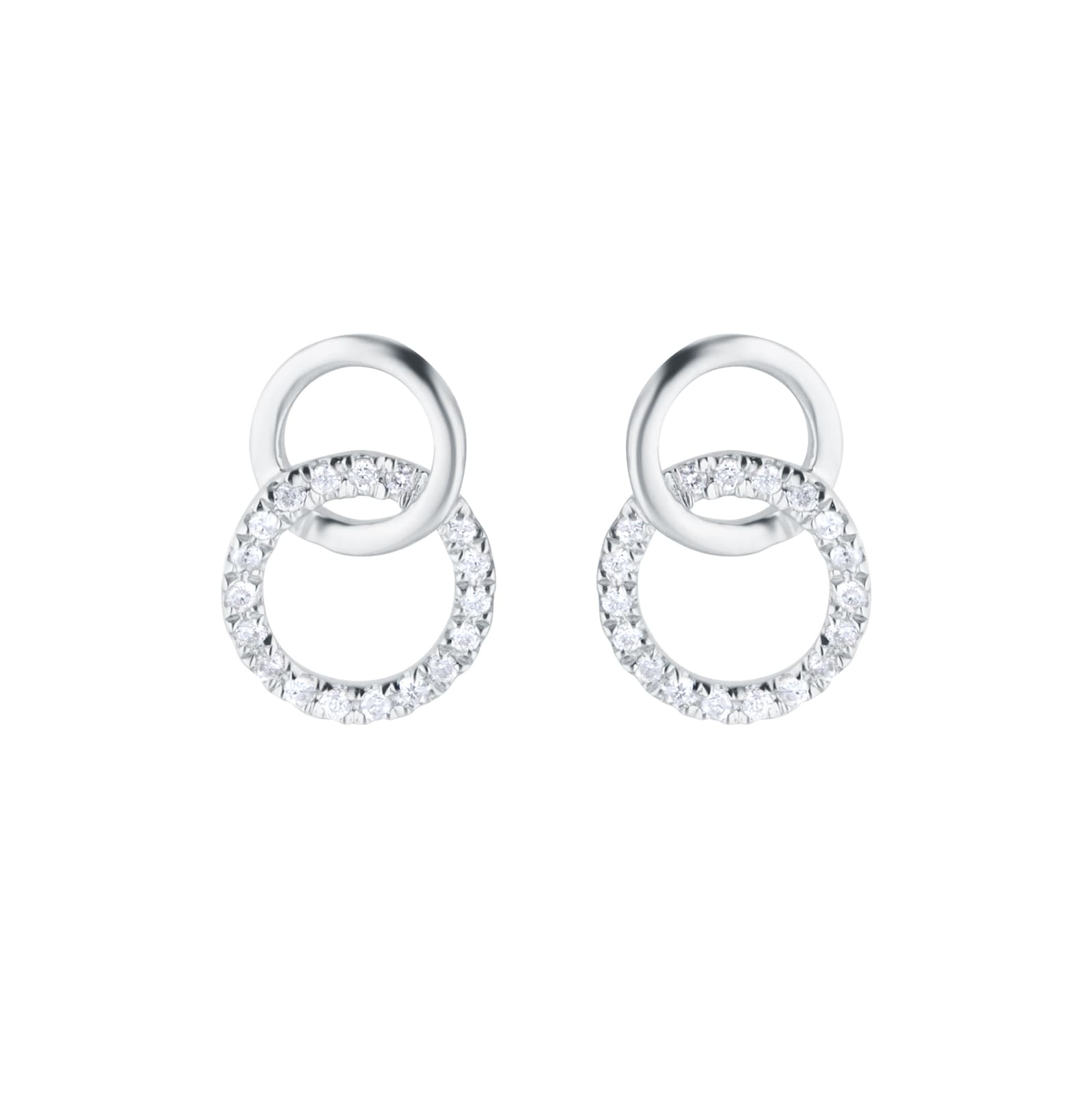 Goldsmiths 9ct White Gold 0.15cttw Diamond Circle Stud Earrings
