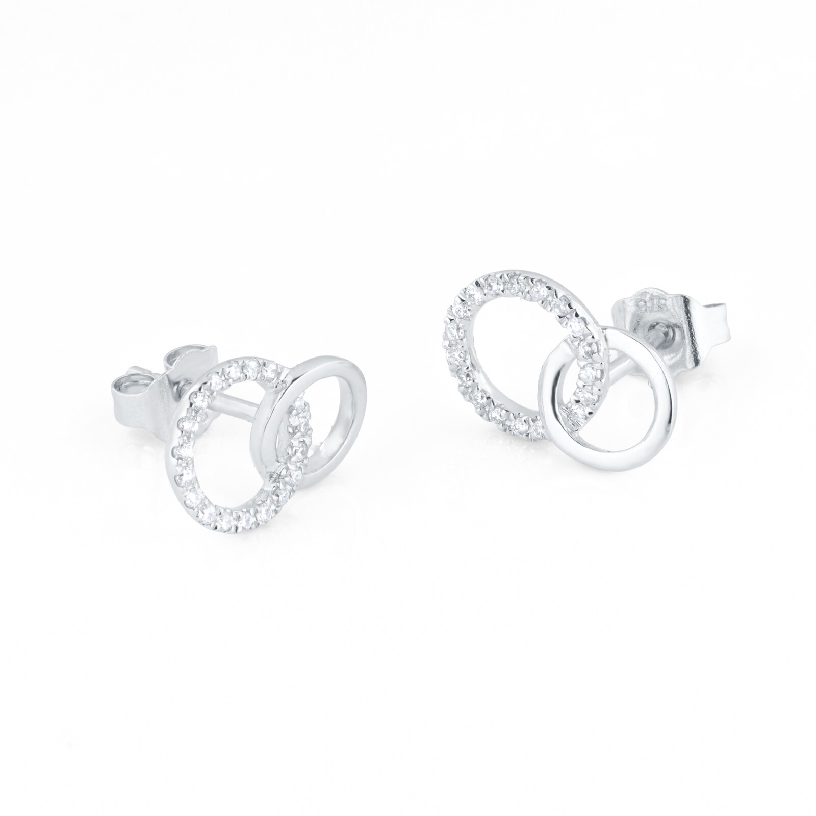 Goldsmiths 9ct White Gold 0.15cttw Diamond Circle Stud Earrings