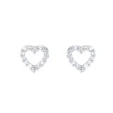 Goldsmiths 9ct White Gold 0.12cttw Diamond Heart Stud Earrings