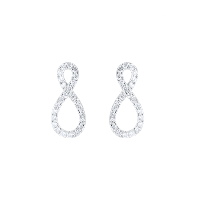 Goldsmiths 9ct White Gold 0.20cttw Diamond Infinity Stud Earrings