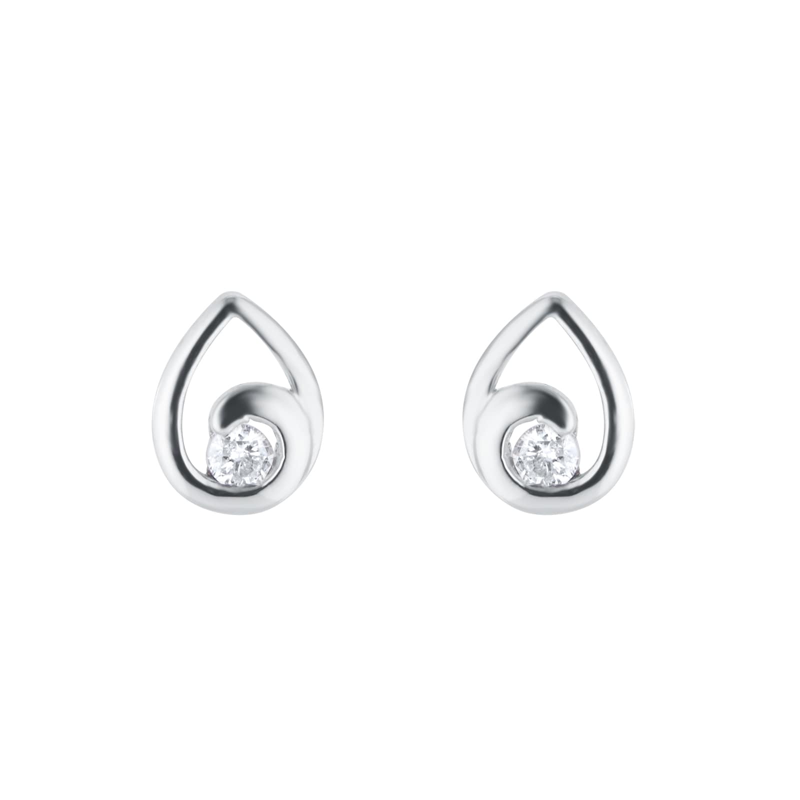 9ct White Gold 0.10cttw Diamond Pear Halo Stud Earrings