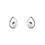 Goldsmiths 9ct White Gold 0.10cttw Diamond Pear Halo Stud Earrings