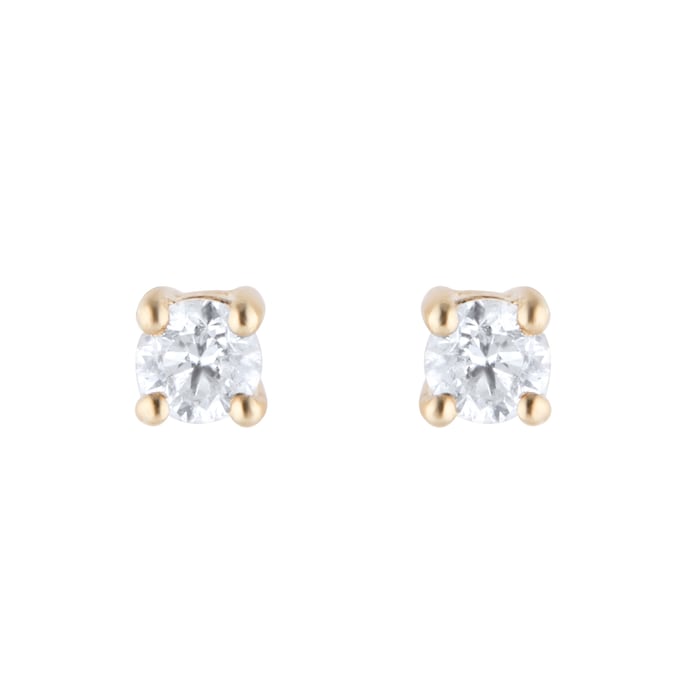 Goldsmiths 9ct Yellow Gold 0.25cttw Diamond Solitaire Stud Earrings