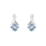 Goldsmiths 9ct White Gold 0.05cttw Diamond & Blue Topaz Stud Earrings